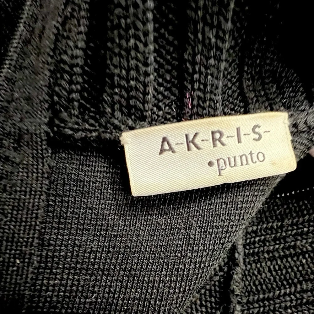 Akris Punto Wool Rib Knit Mock Neck Midi Dress Black Size 8 - Picture 11 of 12
